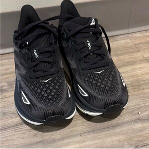 Hoka One One Black and White Women's Clifton 9 Sneakers